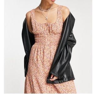 Emory Park Button Down Floral Dress with Shirred Waist Sz: Large